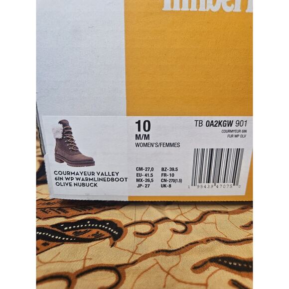 New Timberland Courmayeur Valley 6 inc Shearling Waterproof Boots US 10 Olive - Picture 8 of 8